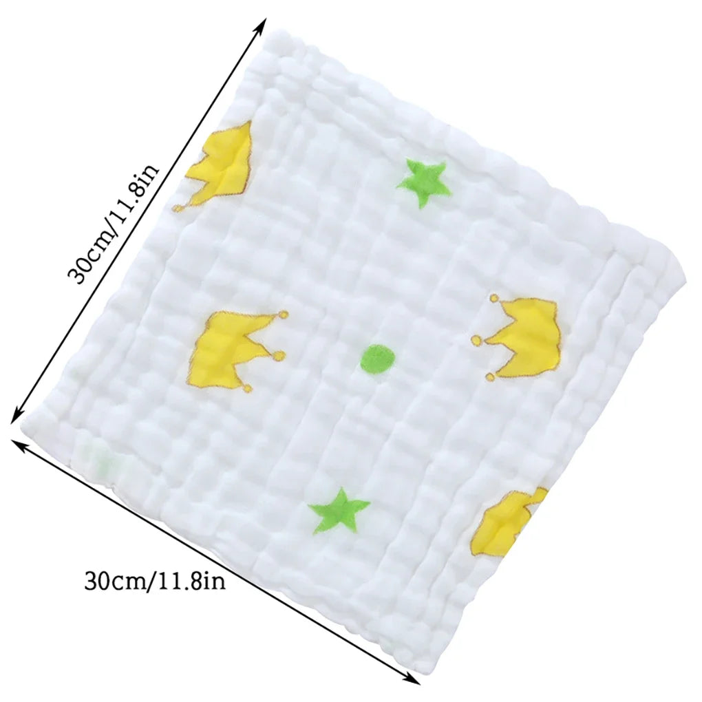 30*30cm Baby Saliva Towels 6 Layer Cotton Gauze Burp Cloth Cartoon Newborn Square Absorbent Feeding Bibs Washcloth Handkerchief