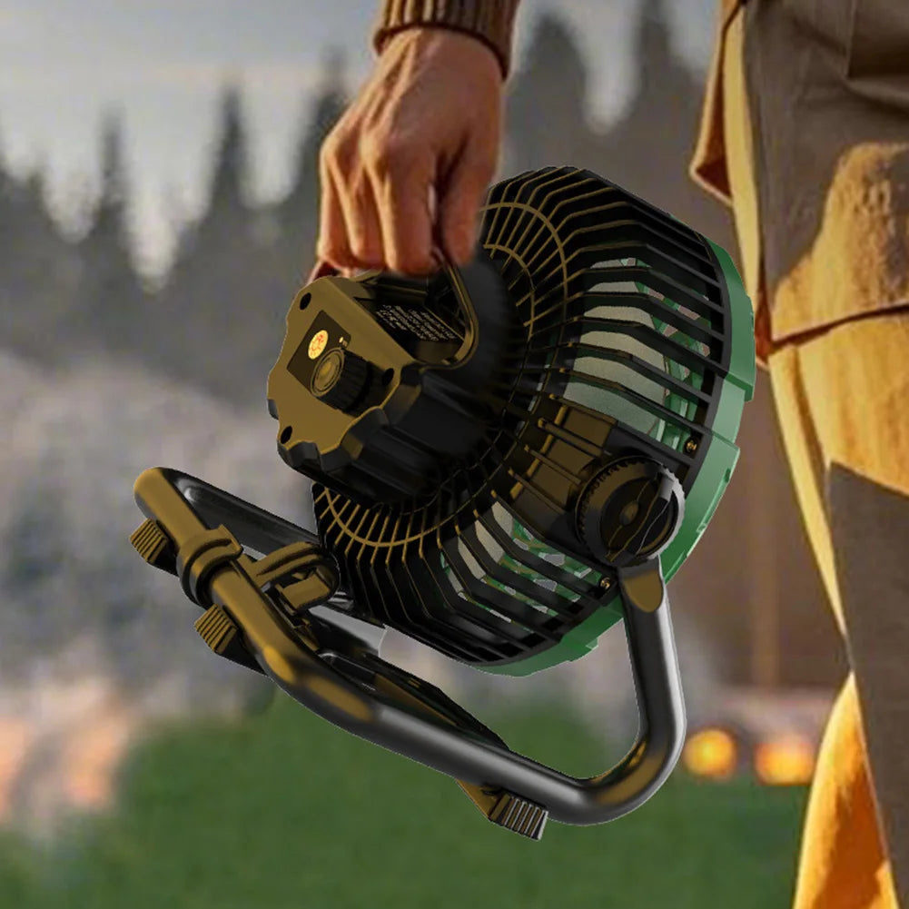 Portable Camping Fan with LED Camping Lamp USB Rechargeable Outdoor Tent Fan 4400mAh Camping Air Circulators for Fishing Picnic