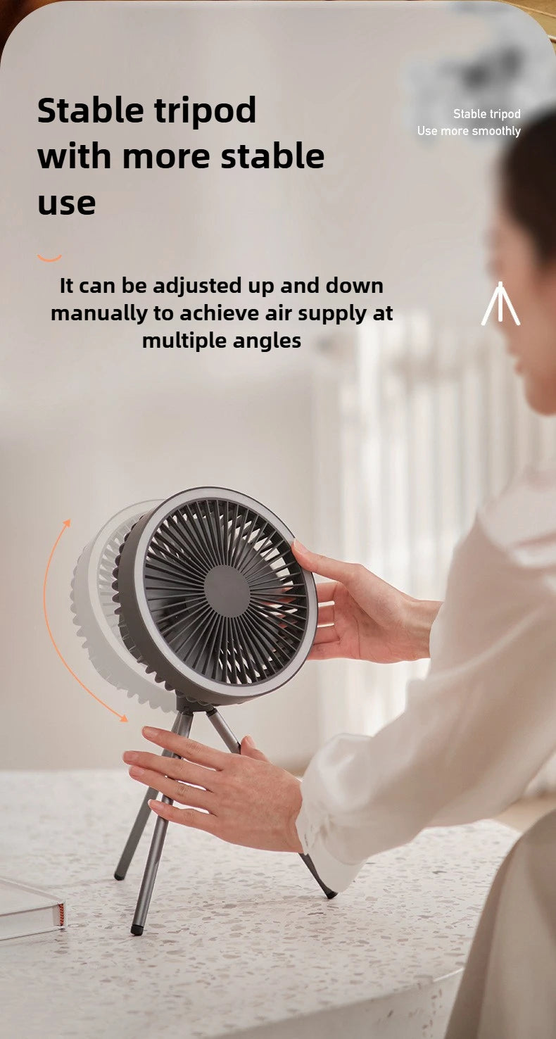 New 10000mAh Camping Fan with Power Bank LED Lighting Rechargeable Desktop Portable Circulator Outdoor Ceiling Electric Fan 2025