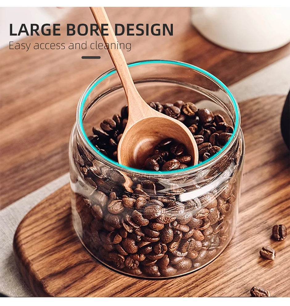 Vacuum Sealed Jar Coffee Bean Storage Bottle Kitchen Food Grain Tea Glass Jar Fresh Storage Jar Kitchen Accessories