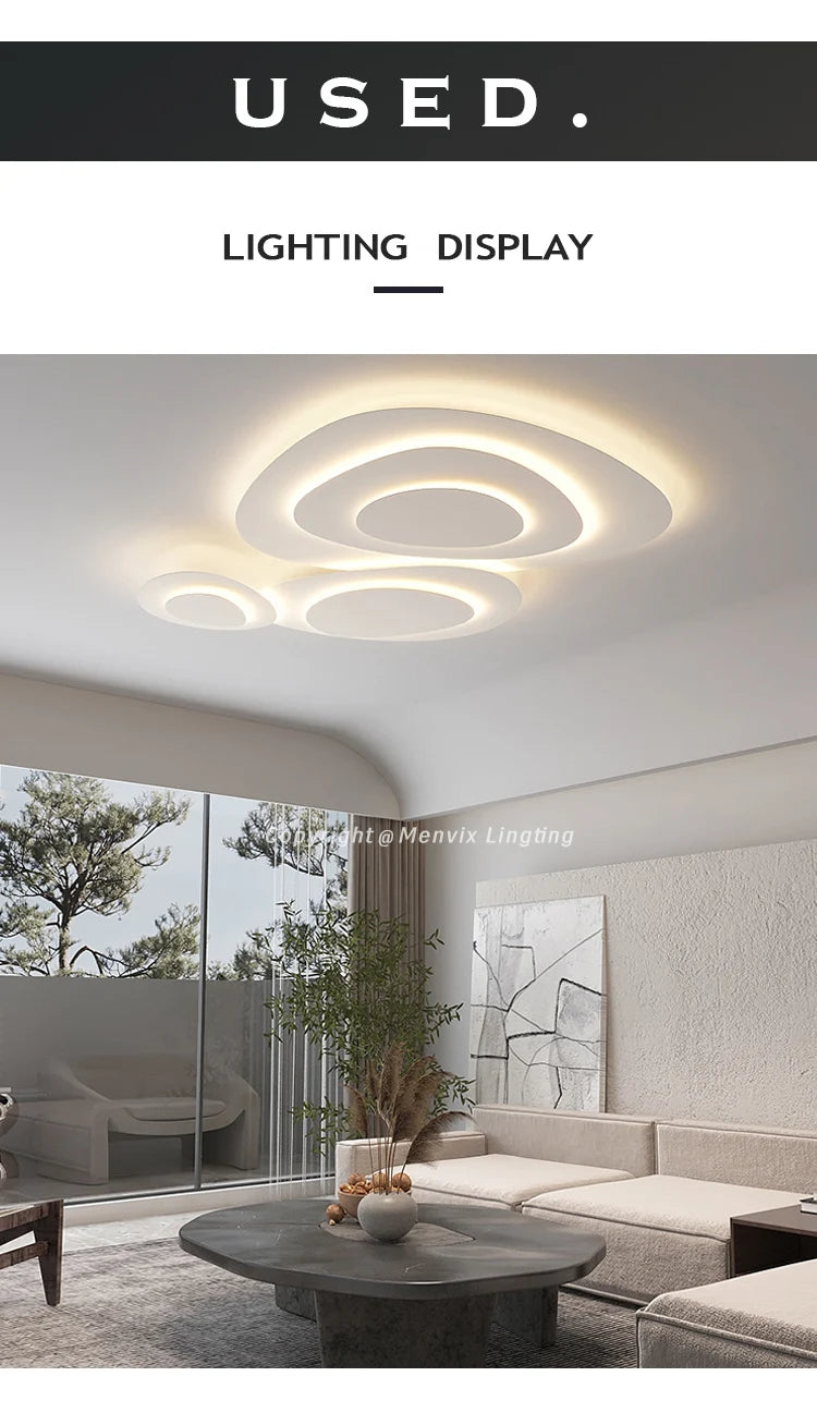 Living Room Ceiling lamp For Bedroom Dining Indoor Lighting Fixtures Milk White Wind Luminaria Home decor led light fixture lamp