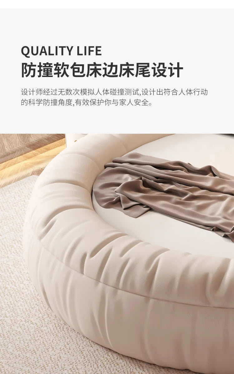 Minimalist white round bed 220x220cm high-end fashion creativity bedroom beds modern home camas moderrnas inteligentes furniture