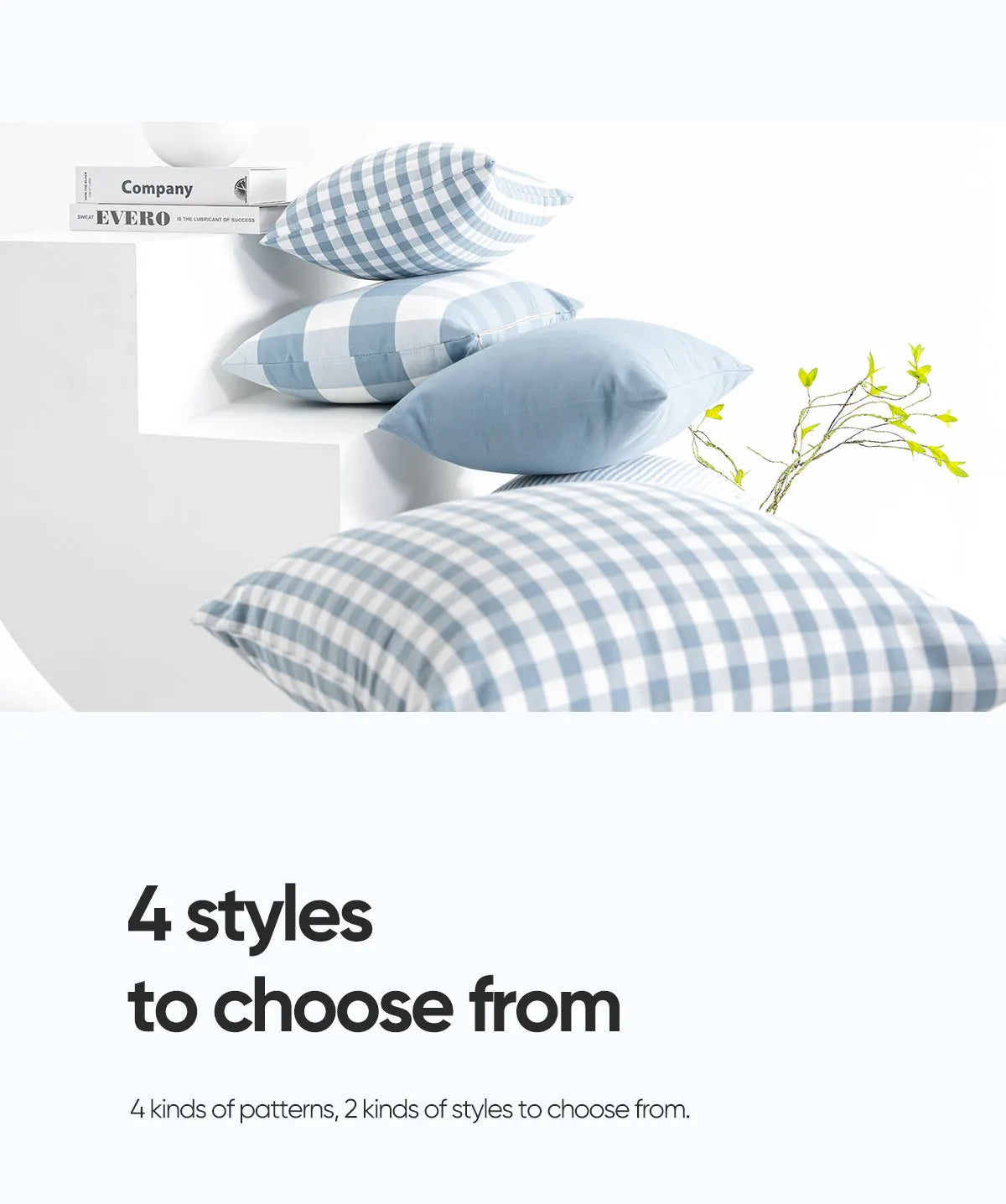 LEEJOOM Light Blue Baby Blue Pillow Covers Plaid Home Decorative Sofa Cushion Cover 30x50cm/45x45cm 1PC