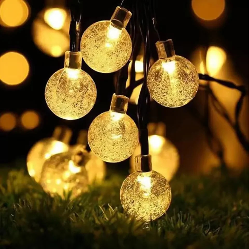 1PCS Solar Crystal Globe LED String Lights 20/60 LED 8 Lighting Modes  Fairy Light Christmas Garland for Garden Party Decor