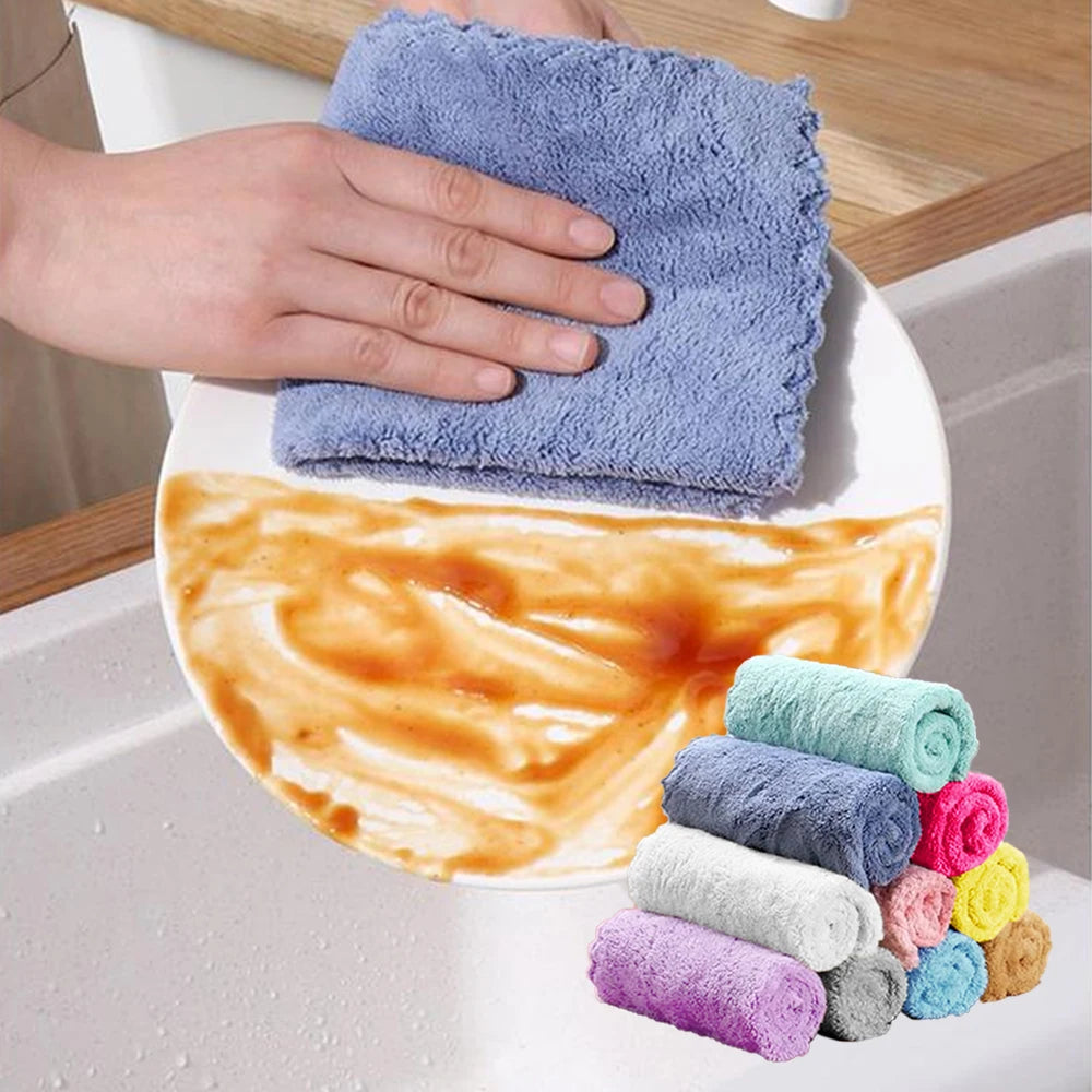 10 Pcs Polyester Washcloths Soft Absorbent Colorful Square Towels Cleaning Supplies Multi-Purpose Small Square Towel