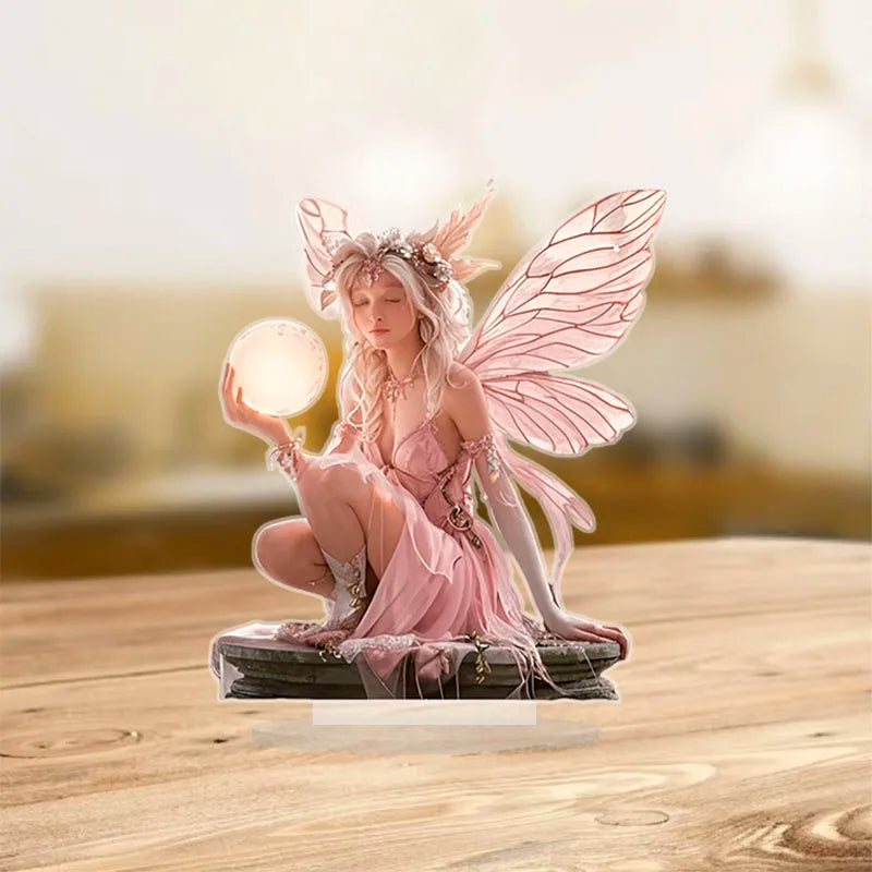 7in Acrylic fairy Tale Angel Elf Can Stand Tabletop Decoration Home Office Club cafe Decoration Friend Birthday Gift Photo Props
