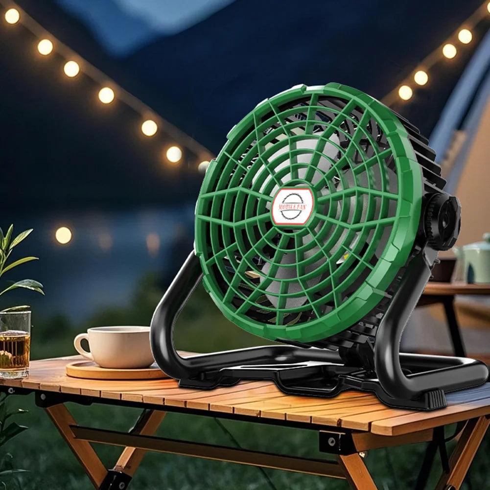 Portable Camping Fan with LED Camping Lamp USB Rechargeable Outdoor Tent Fan 4400mAh Camping Air Circulators for Fishing Picnic
