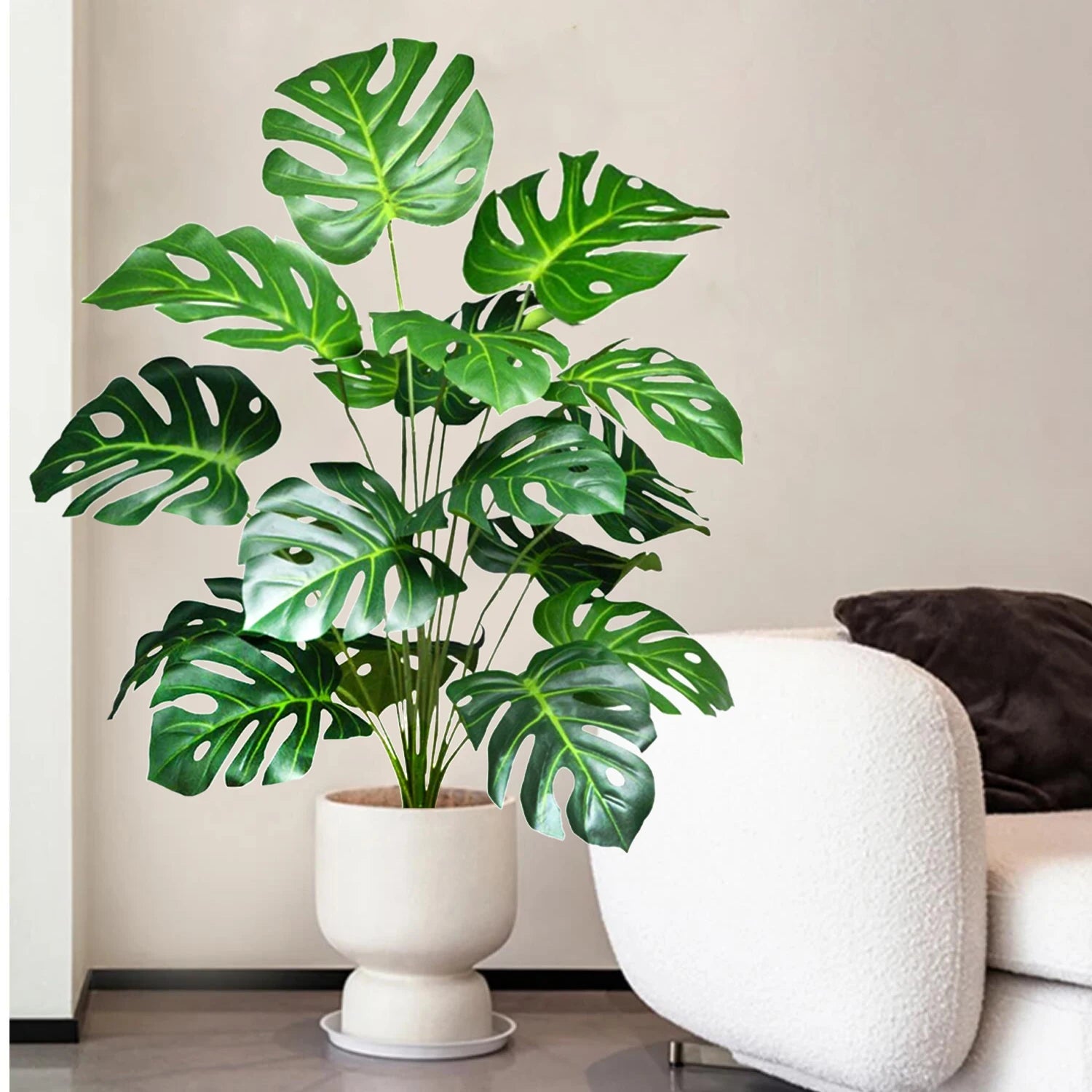 40-103cm /40.5in Artificial Monstera Plants Fake Palm Tree Plastic Turtle Leaves Green Tall Plants For Home Garden Room Decor