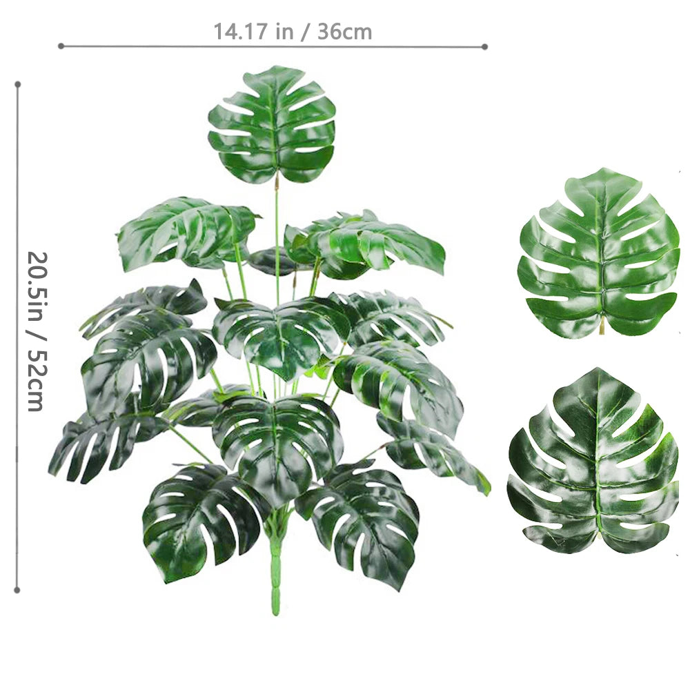 40-103cm /40.5in Artificial Monstera Plants Fake Palm Tree Plastic Turtle Leaves Green Tall Plants For Home Garden Room Decor