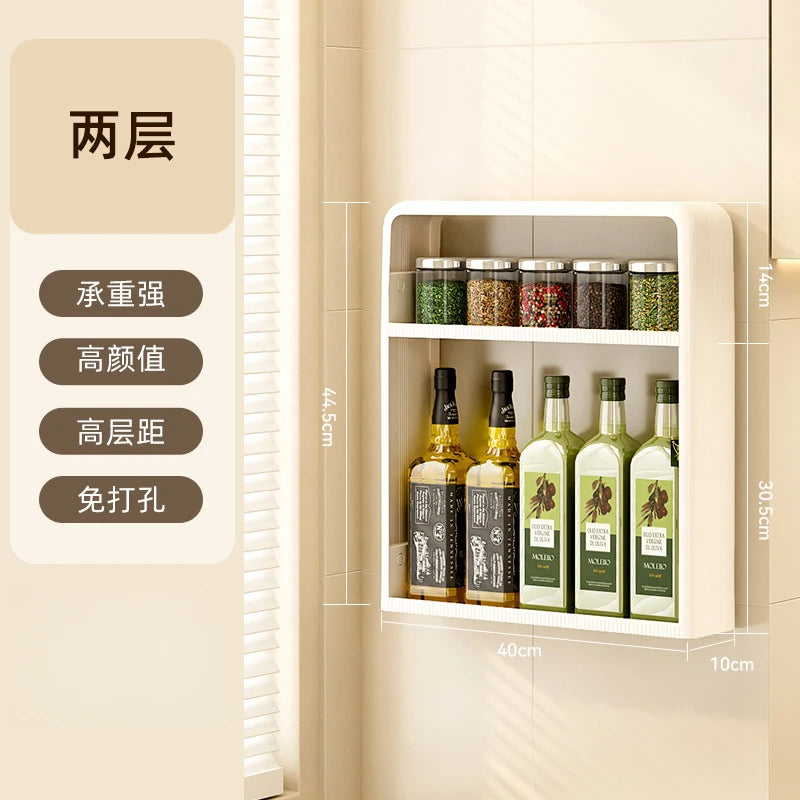 Kitchen Bathroom Wall Shelf Multi-layer Cupboard Seasoning Home Storage Rack Organizer Accessories Freestanding Space Saver