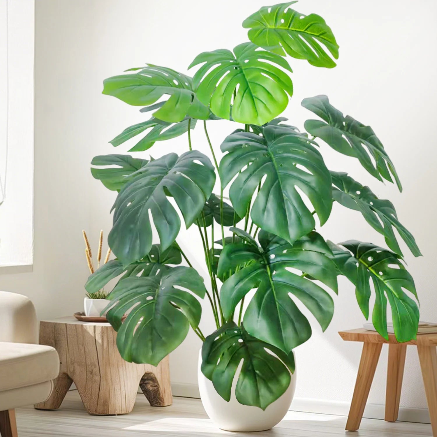 40-103cm /40.5in Artificial Monstera Plants Fake Palm Tree Plastic Turtle Leaves Green Tall Plants For Home Garden Room Decor