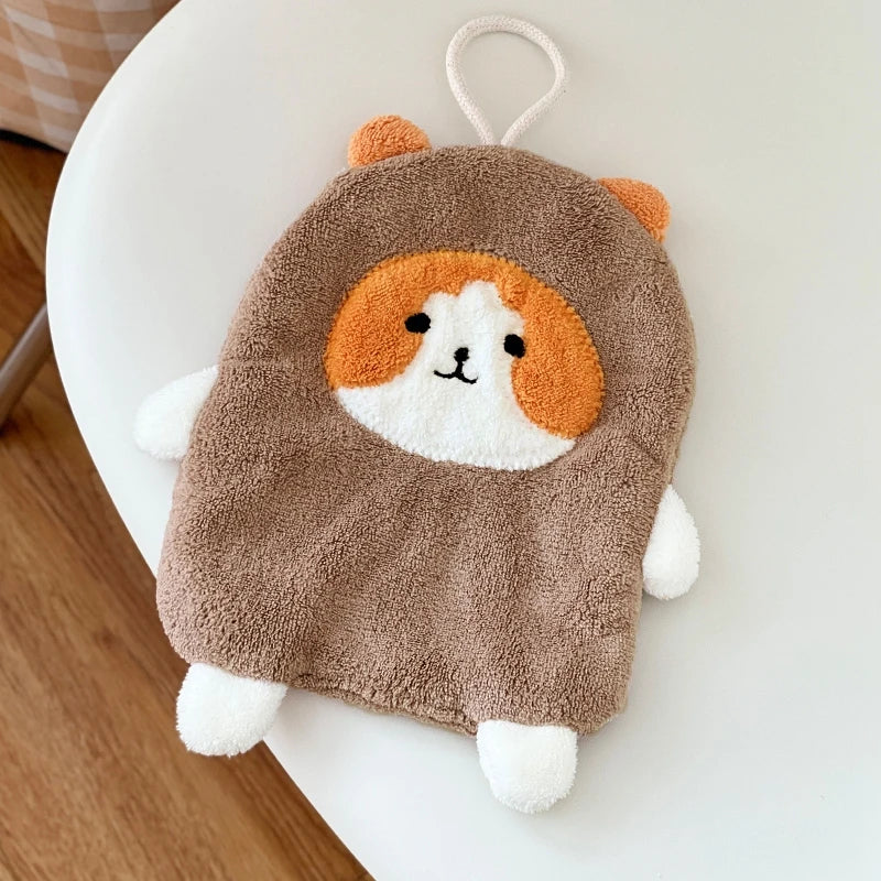 Cartoon Kitty Hand Towel Bathroom Soft Water-absorbing Towel Coral Fleece Handkerchief Hanging Kitchen Washing Hand Cloth Rag