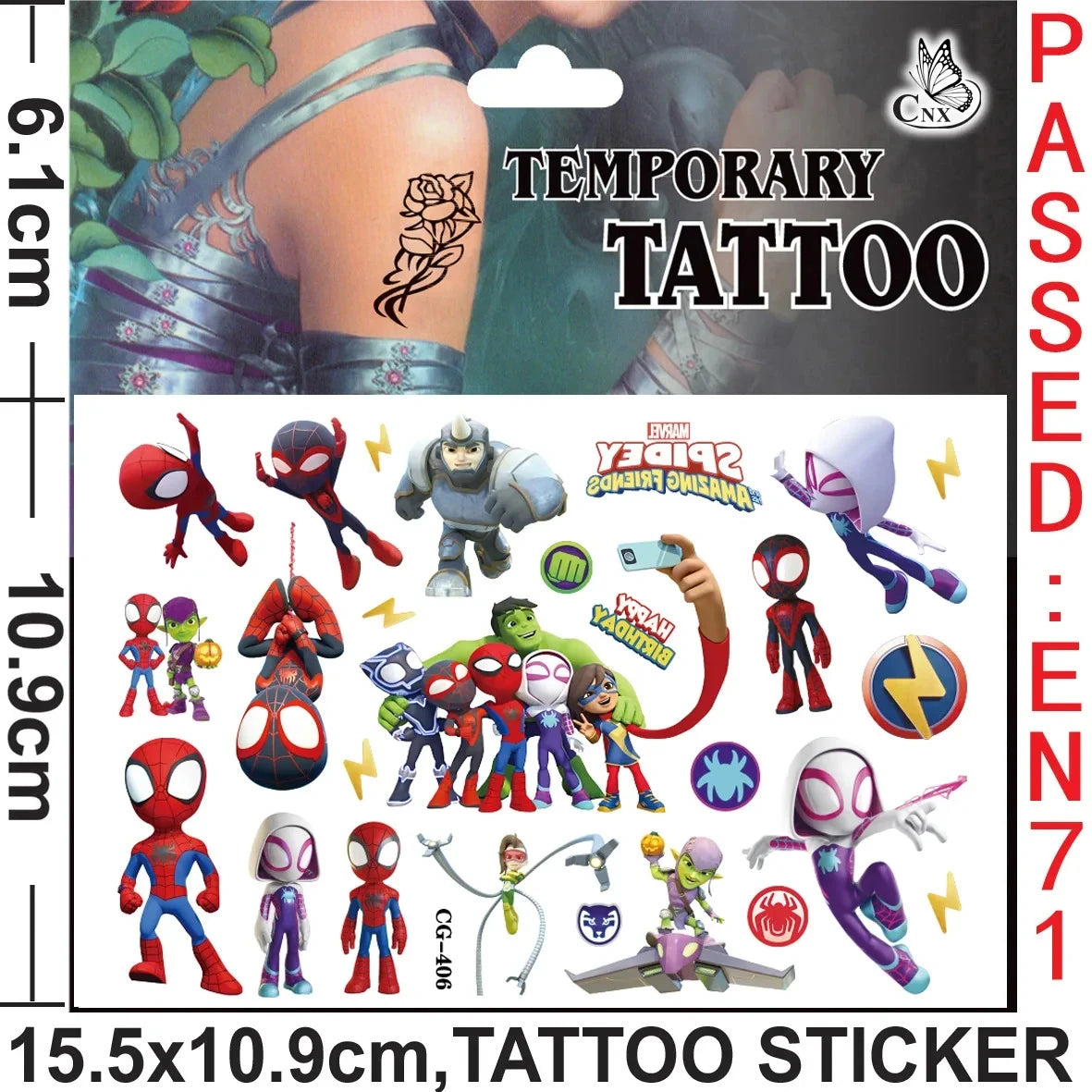 Spidey and His Amazing Friends Cartoon Stickers Spiderman Tattoo Sticker Party Favors for Kids Boys Birthday Party Decor Gifts