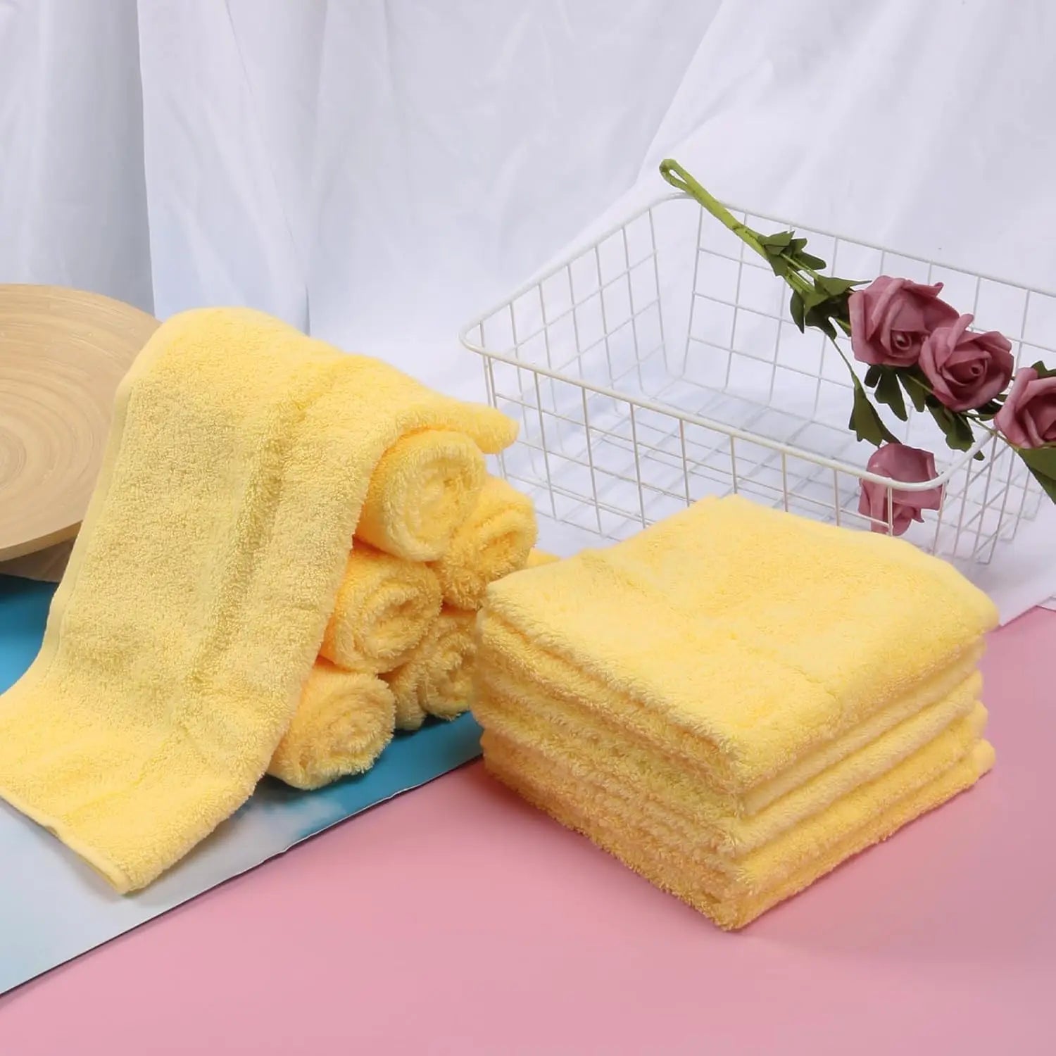 12 Pack Cotton Washcloths Solid Bulk Set SEMAXE 100% Cotton Ultra Soft Face Towels Absorbency for Bathroom Spa Cleaning Supplies