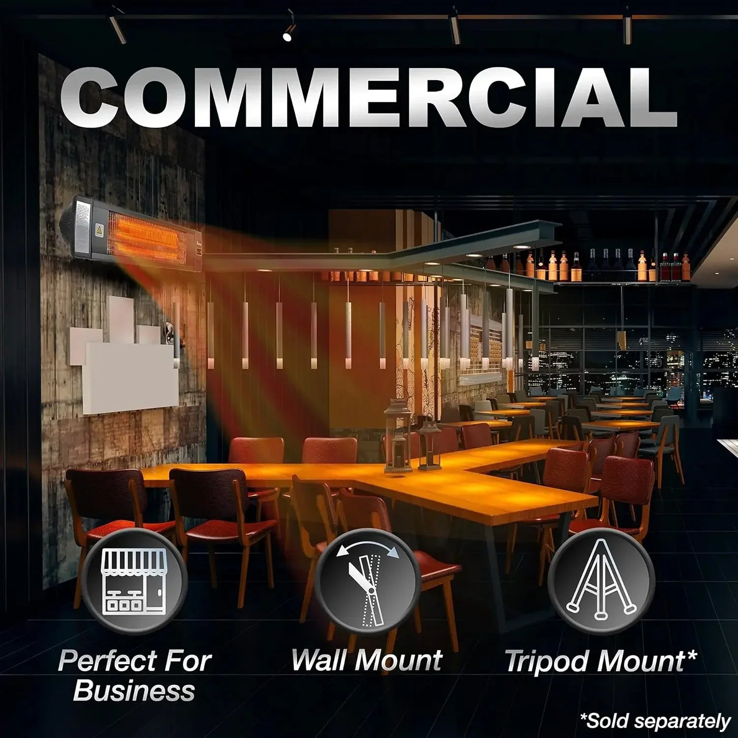 DR-238 Carbon Infrared Outdoor Heater for Restaurant, Patio, Backyard, Garage, and Decks, Standard, Black