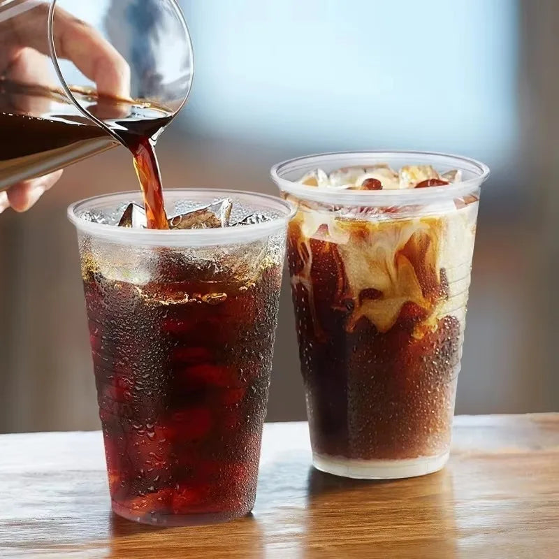 50/100PCS Disposable Clear Plastic Cups Outdoor Plastic Coffee Cups Picnic Birthday Kitchen Party Tableware Christmas New Year