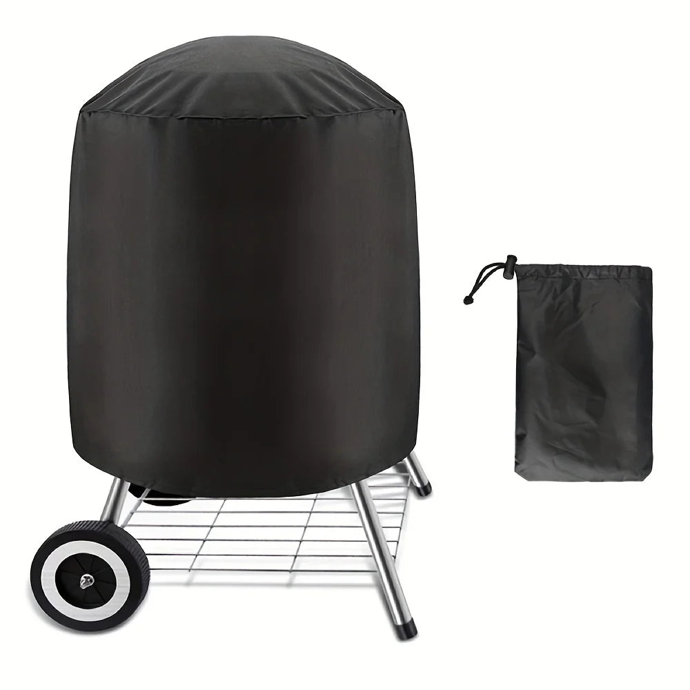 Black Round Barbecue Cover Outdoor Patio Waterproof Protective Cover, Barbecue Accessories Kitchen Accessories