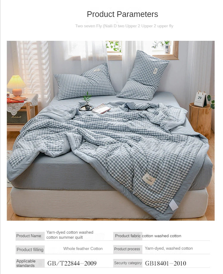 Soft Throw Striped Down Cotton Quilt Blanket Luxury For Cooling Summer Couch Cover Bed Machine Wash Bedspread