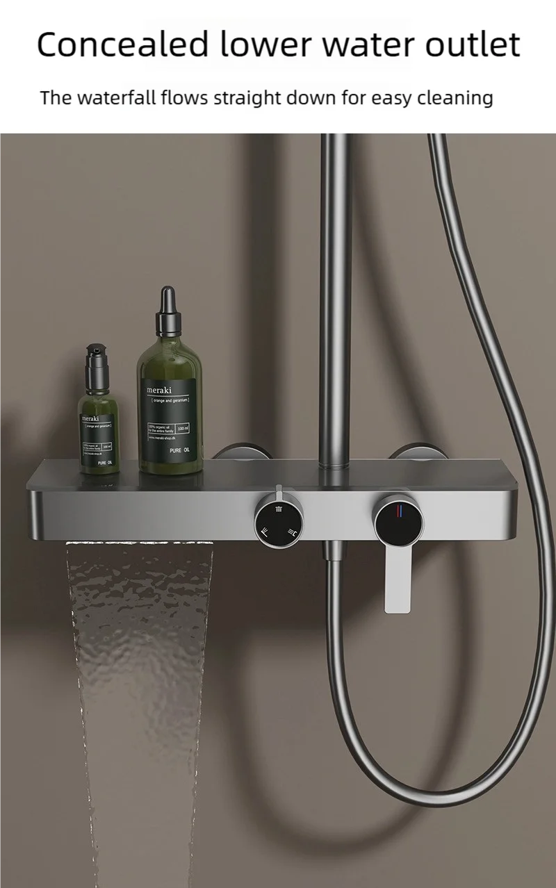 Bathroom Shower System Set Hot and Cold Control Multifunctional Knobbed Triple Function Water Outlet  Pressurized Shower Set