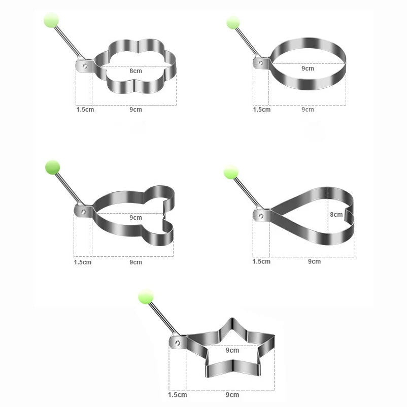 5Pcs Stainless Steel Eggs Rings Mold With Handle,Round Non-stick Pancake Omelette Mold For Griddle,Egg Shaper Home Kitchen Items