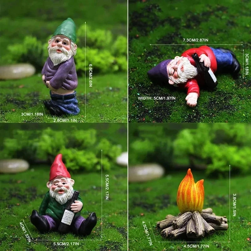 White Bearded Old Man Dwarf Sculpture Creative Urinating Gnome Statue Resin Crafts Garden Courtyard Home Decoration Accessories