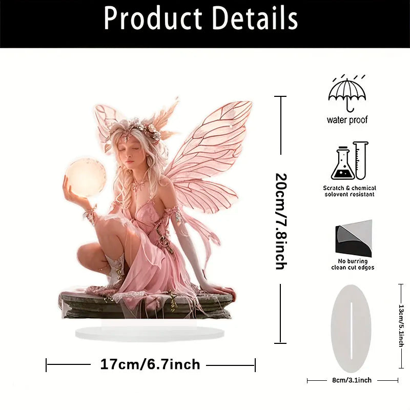 7in Acrylic fairy Tale Angel Elf Can Stand Tabletop Decoration Home Office Club cafe Decoration Friend Birthday Gift Photo Props