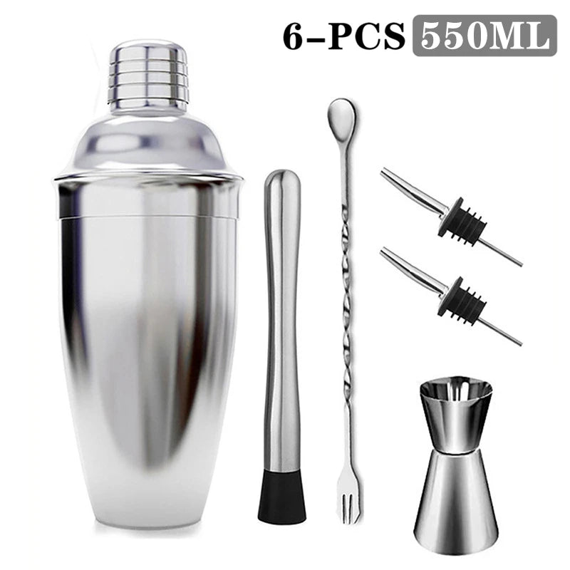 Boston Cocktail Shaker Set 20-Piece Bartender Kit for Home Bar Drink Wine Martini Mixer Cocktail Shaker Bartender Tool 550&750ML