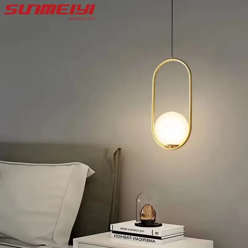 Nordic Bedside Bedroom Light Luxury Modern Simple Minimalist Restaurant Lamp Bar Long Line Single Head Gold Small Chandelier