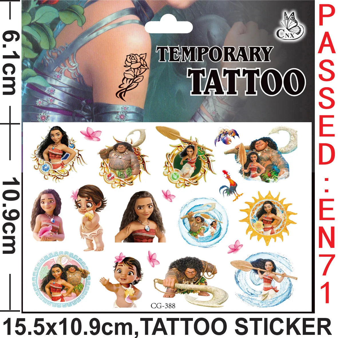Disney Moana 2 Tattoo Stickers Party Favors Children's Toys Cartoon Sticker Kids Birthday Party Decoration Boys Girls Cute Gifts