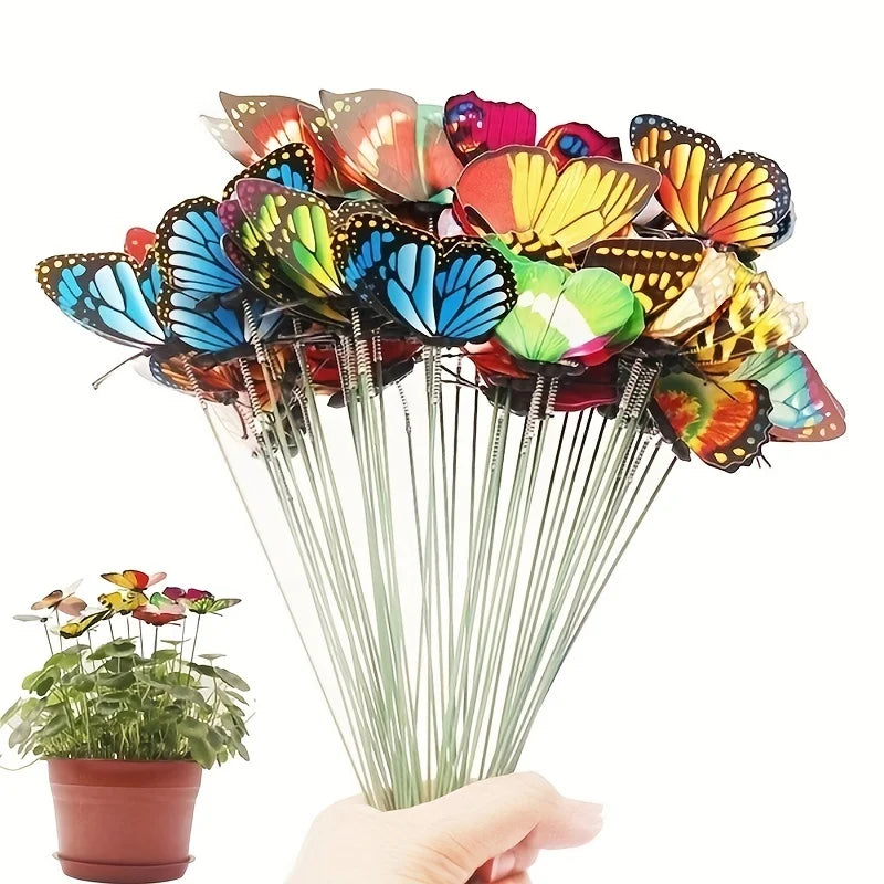 10/20/50pcs Butterfly Decoration Stakes 3D Artificial Butterfly Yard Planter Flower Pot Home Party Garden Patio Decoration
