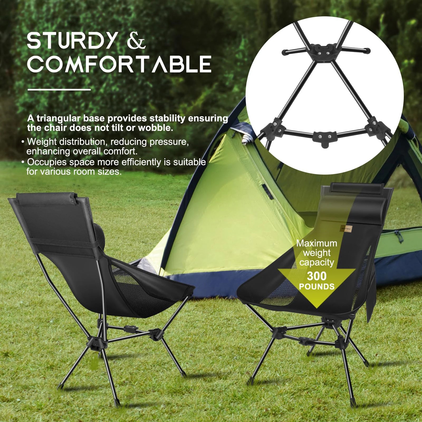 WESTTUNE Camping Moon Chair Ultralight Fishing Folding Chair with Headrest for Relaxing Foldable Leisure Travel Furniture Picnic