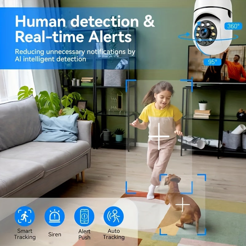 New HD 1080P 2.4Ghz Wifi E27 Light Bulb IP Camera Smart Home Security Video Surveillance Network PTZ Camera System Supprt Two Way Audio Mobile Motion Detection Audible And Visual Active Defense Alarm Notification Push Baby Mo