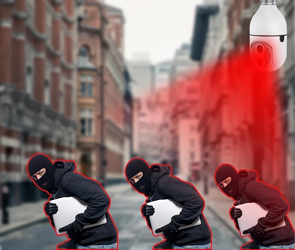 Overscam 6MP 10X Zoom Light Bulb Security WIFI Camera, Wireless Security Camera, Double Lens Mini 355° PTZ Panoramic Smart Home IP Camera, E27 Light Socket Camera 2.4g Full Color Night Vision, Baby Pet Monitor, Two Way Audio