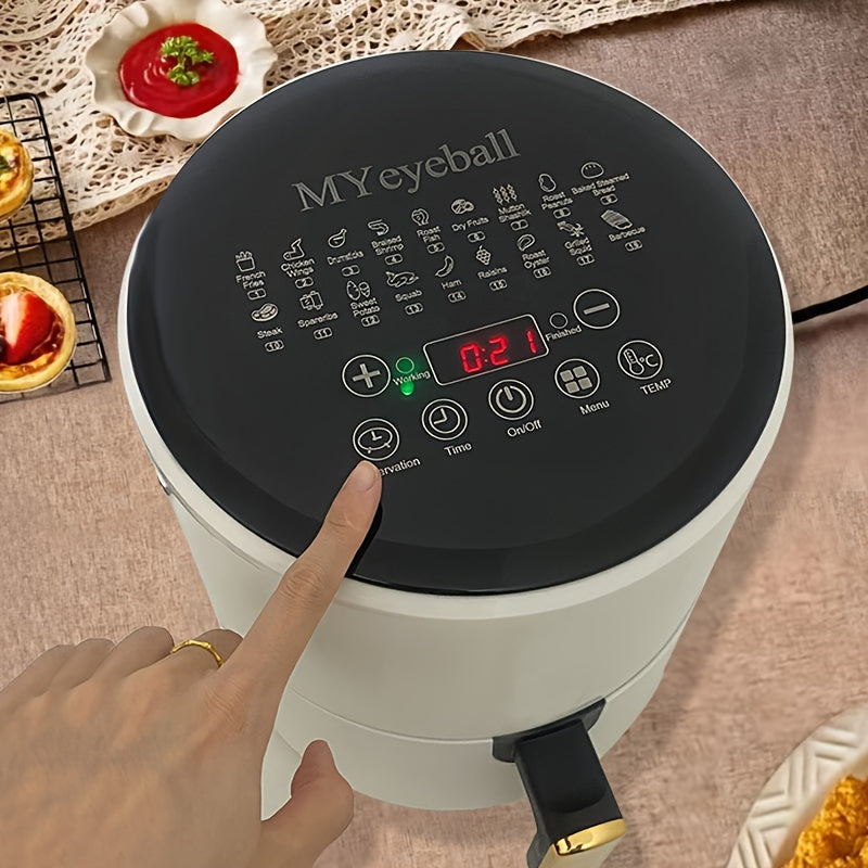 Air Fryer 6.5QT, Smart Home Visual Touch Screen Electric Fryer Oil-free Multifunctional Potato Chip Oven Crispy Skin, Baking, Reheating, Baking Fast and Easy To Eat White&black