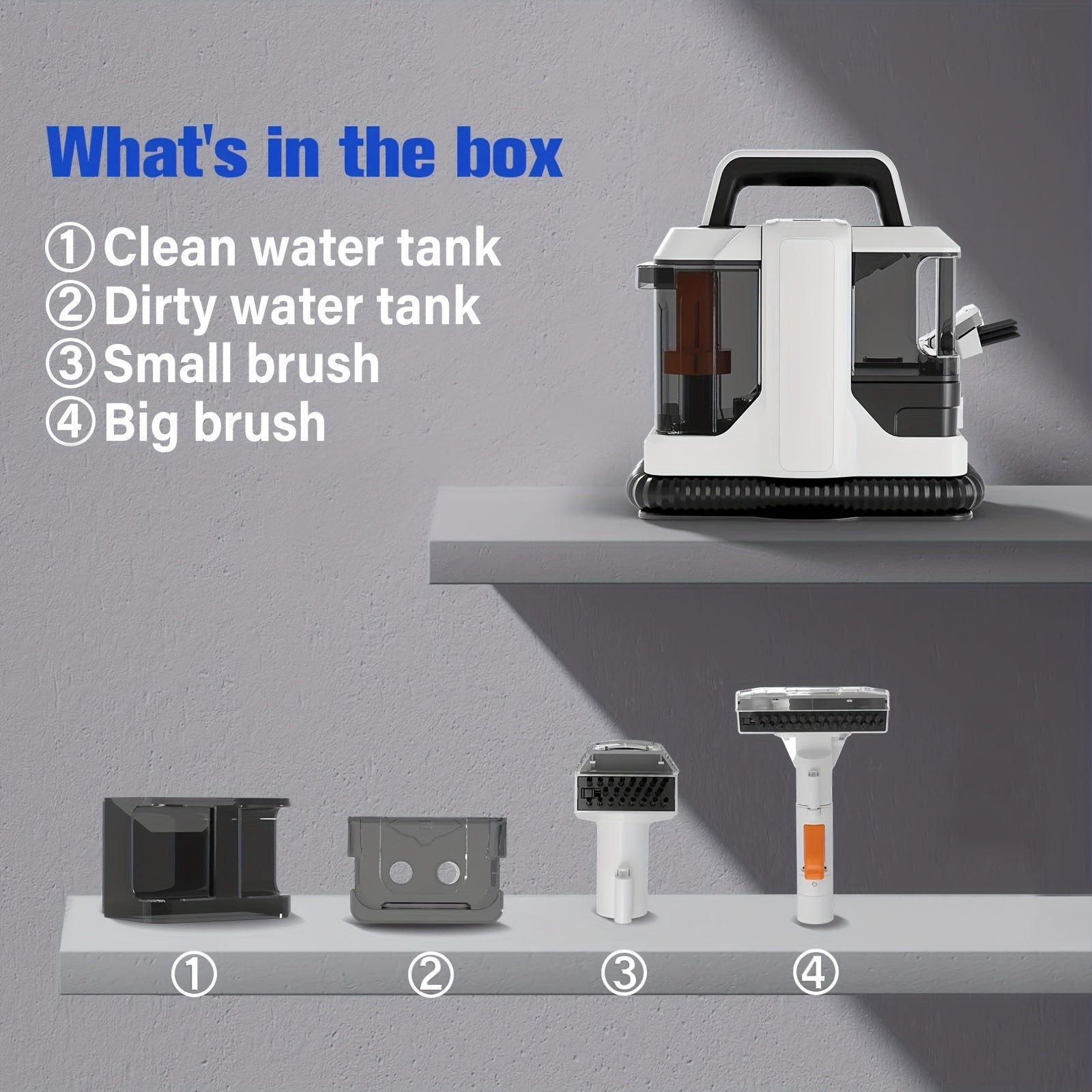 MAMNV Portable 450W Handheld Carpet Cleaner for Sofa Curtain Spray Suction Integrated Machine Clean Machine With 2 Cleaning Tools, Car and Auto Vaccum, Window or Bathroom Glass Cleaner, Powerful Suction with Versatile Tools,