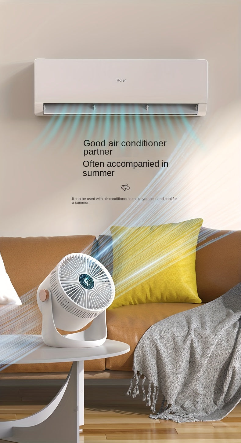 1pc, Smart Home Electric Fan, Charging Desktop Wall Mounted Wind Power Floor Fan, Dormitory Desktop Dual-purpose Air Circulation Fan