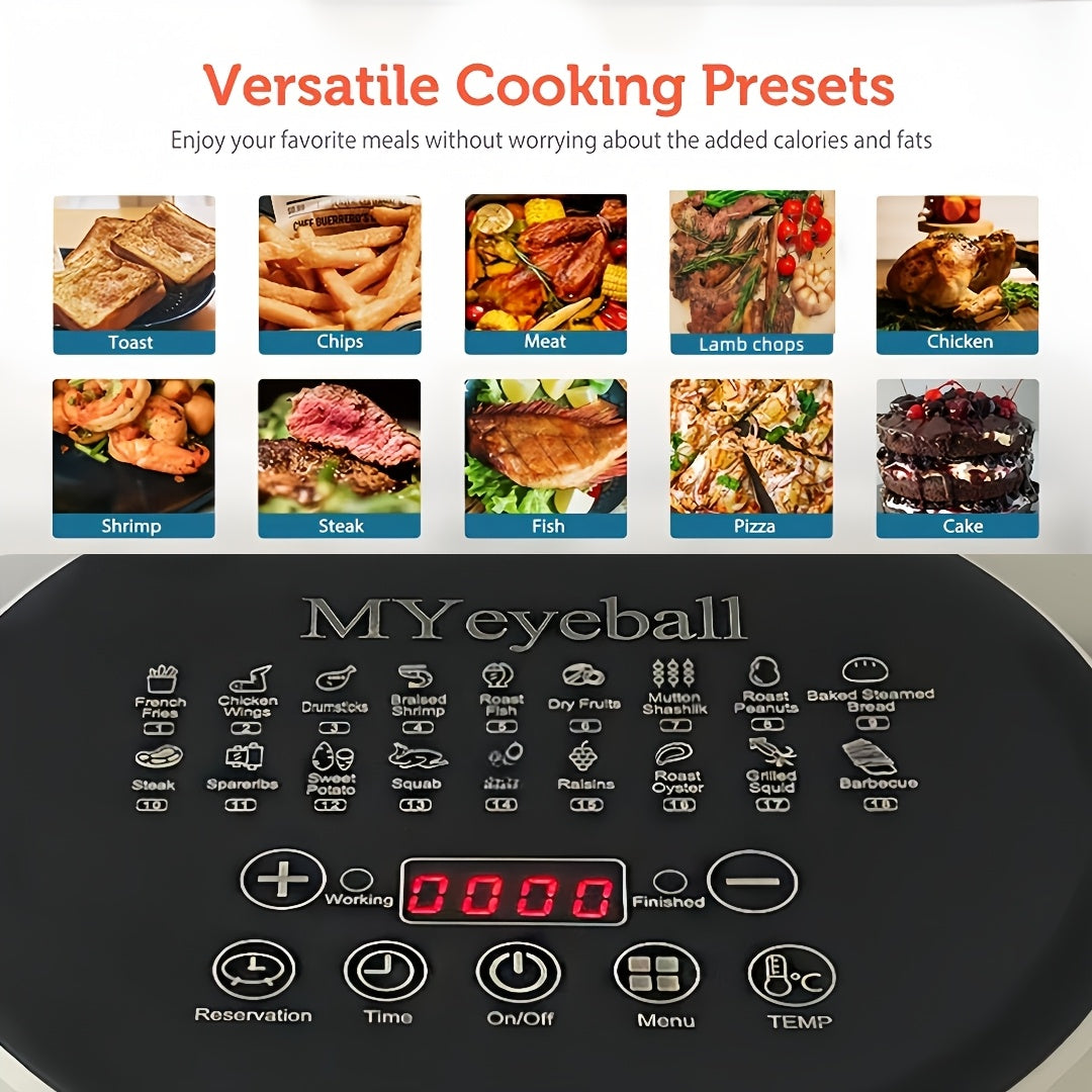 Air Fryer 6.5QT, Smart Home Visual Touch Screen Electric Fryer Oil-free Multifunctional Potato Chip Oven Crispy Skin, Baking, Reheating, Baking Fast and Easy To Eat White&black