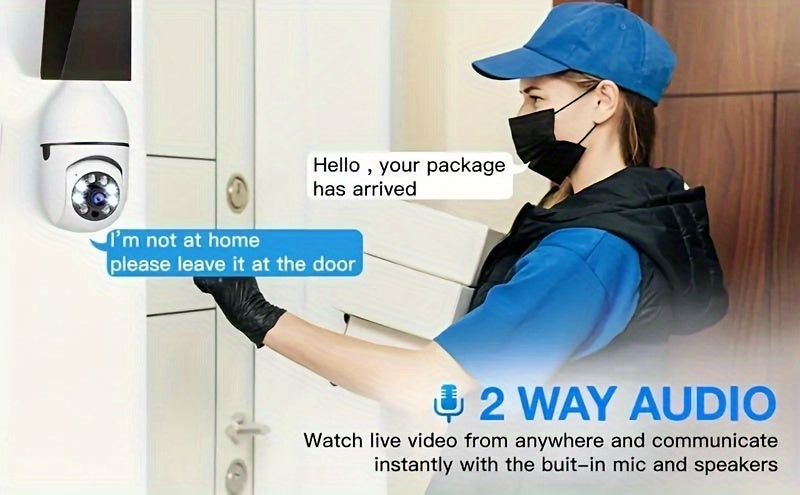 New HD 1080P 2.4Ghz Wifi E27 Light Bulb IP Camera Smart Home Security Video Surveillance Network PTZ Camera System Supprt Two Way Audio Mobile Motion Detection Audible And Visual Active Defense Alarm Notification Push Baby Mo