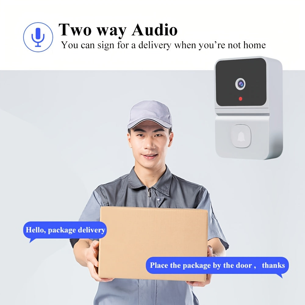 1pc (Build-in Battery) Smart WIFI Doorbell, Security Wireless Intelligent Visual Video Intercom Doorbell, 2-Way Audio, Night Vision, USB Rechargeable Low Power Consumption, Support 2.4G Wifi, Wireless Doorbells for Home, Smar