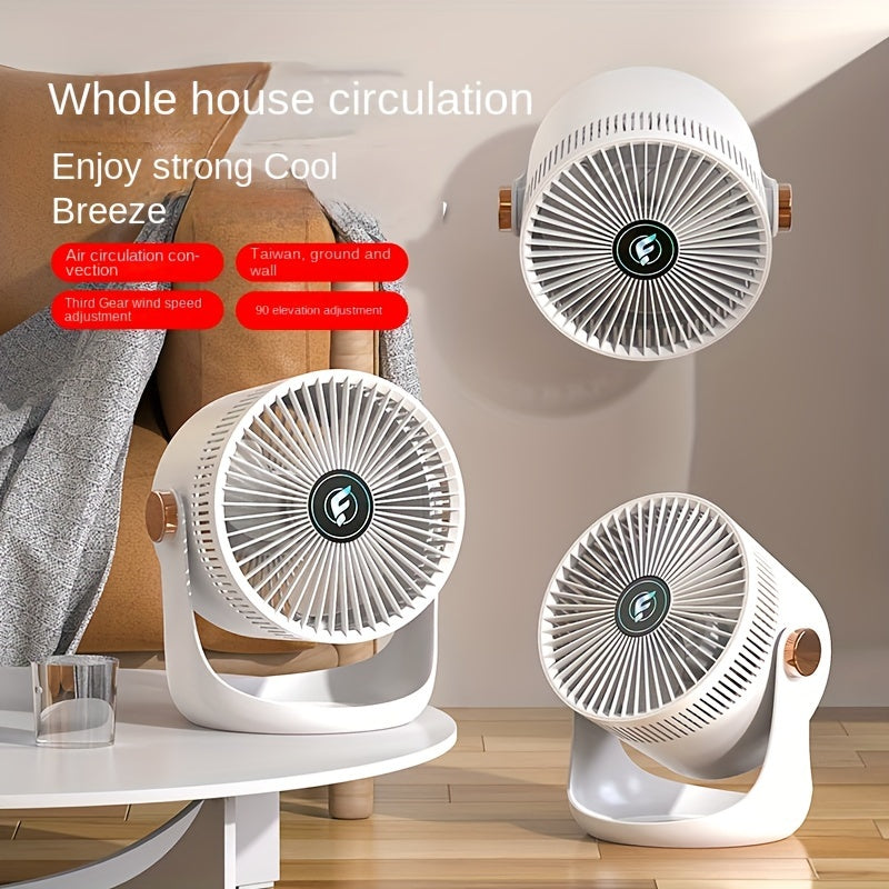 1pc, Smart Home Electric Fan, Charging Desktop Wall Mounted Wind Power Floor Fan, Dormitory Desktop Dual-purpose Air Circulation Fan