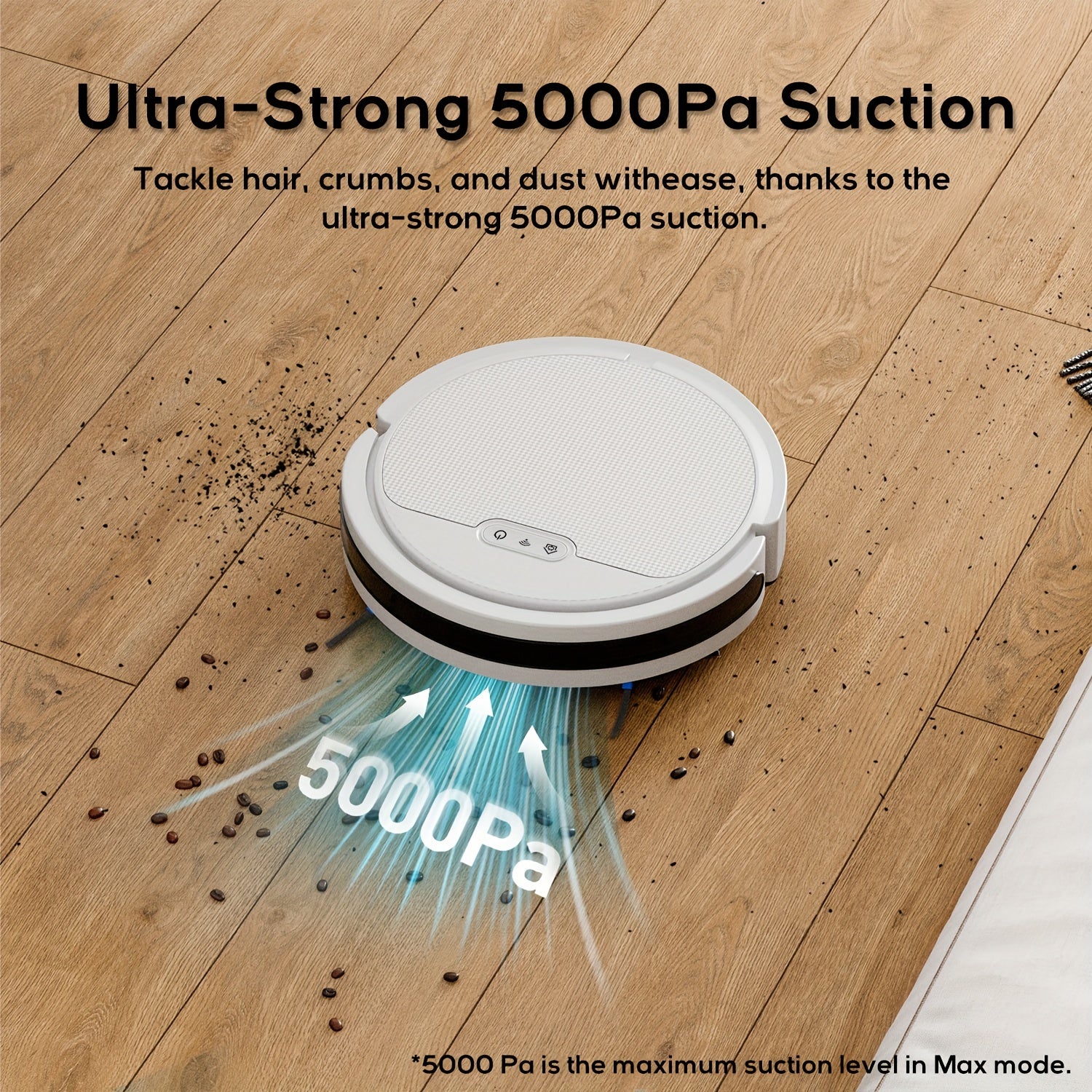 Robotic Vacuum Cleaner And Mop Combo, 5000PA Strong Suction, Multiple Cleaning Modes, 2in 1 Robot Vacuum Cleaner, APP/Remote/Alexa Voice Control, Automatic Self-Charging, Ideal for Pet Hair, Hard Floor And Low-Pile Carpet, Ro