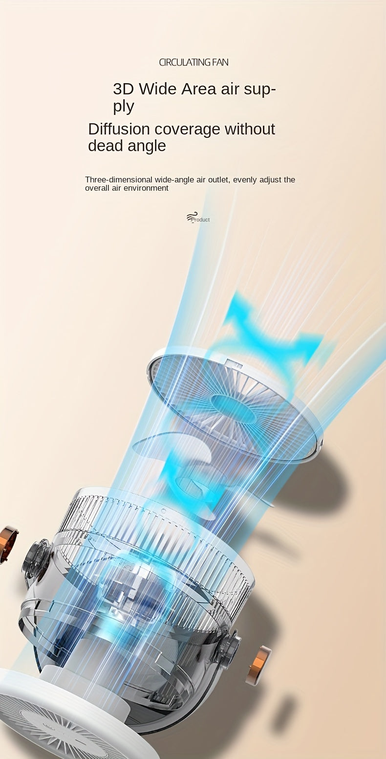 1pc, Smart Home Electric Fan, Charging Desktop Wall Mounted Wind Power Floor Fan, Dormitory Desktop Dual-purpose Air Circulation Fan