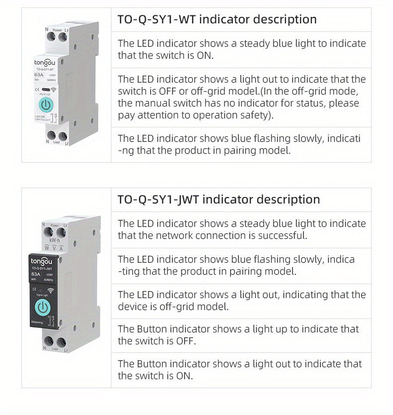 1pc, TUYA WiFi Smart Switch Breaker, Wireless Remote Control Remote Mobile Control, Metering Timer Countdown Smart Home, Tuya, Smart Life